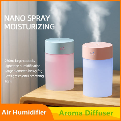 260ML Air Humidifier Ultrasonic Mini Aromatherapy Diffuser Portable Sprayer USB